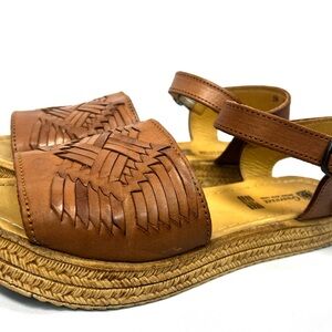 Guaraxez Leather Huarache Sandals Tan Woven Mexican Handmade Size 26 US 9 - 9.5